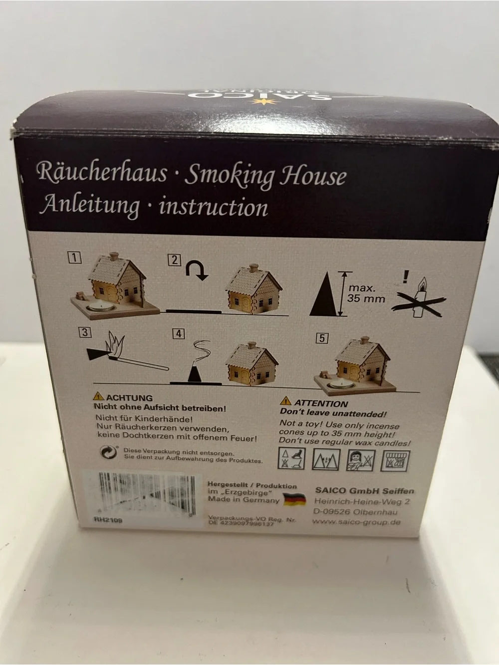 Wood House Incense and Tealight Holder SAICO Smokehouse German Wood Art Decor